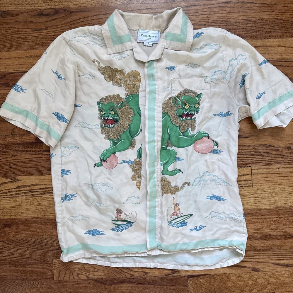 With DEFECT!!! Casablanca - Dragon Print Silk Shirt Size M C18